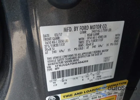 2017 Ford Expedition Limited from USA, damaged, VIN 1FMJU2AT0HEA64269